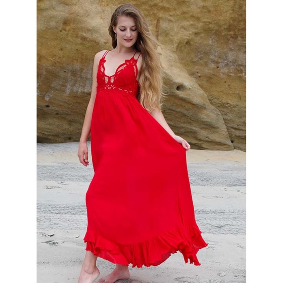 Free People Red Maxi Dress - Picture 1 of 6